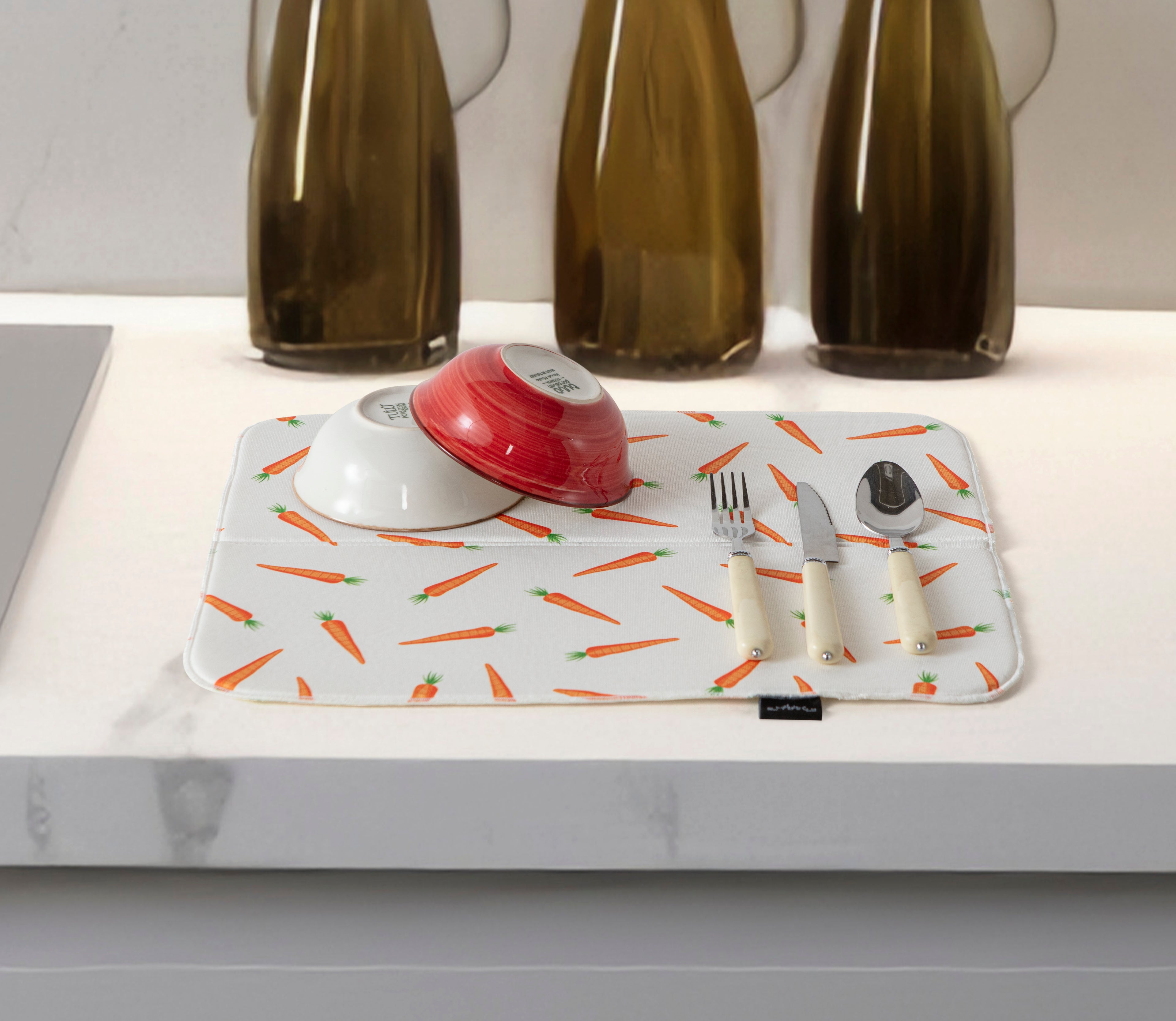 Bulaşık Kurutma Örtüsü, Bulaşıklık, Tezgah Üstü Bulaşık Matı, Süper Emici Mutfak Matı, Havuç