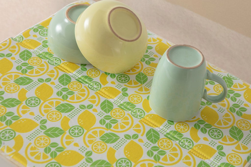 Bulaşık Kurutma Örtüsü, Bulaşıklık, Tezgah Üstü Bulaşık Matı, Süper Emici Mutfak Matı, Limon