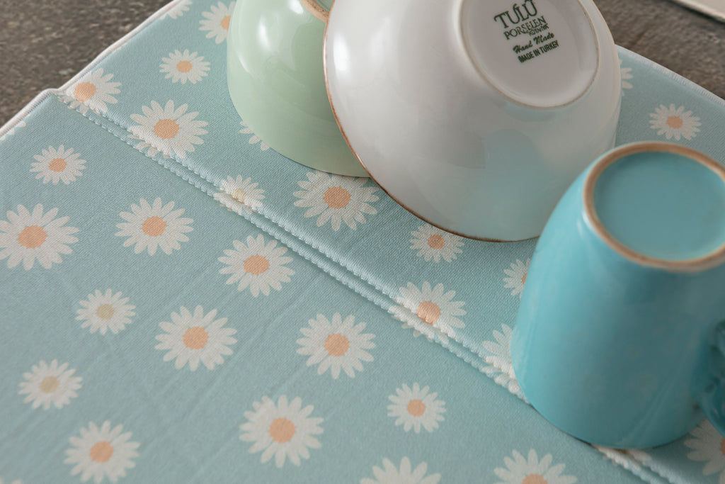 Bulaşık Kurutma Örtüsü, Bulaşıklık, Tezgah Üstü Bulaşık Matı, Süper Emici Mutfak Matı, Papatya