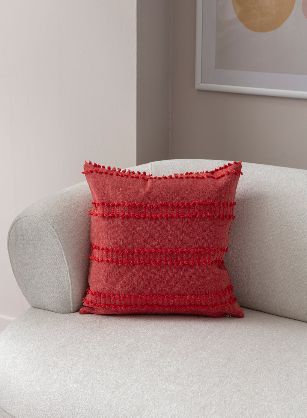 "Ray" Bohem Puantiyeli, Dekoratif Keten Kırlent Kılıfı, Punch İşlemeli Yastık Kılıfı 43x43cm