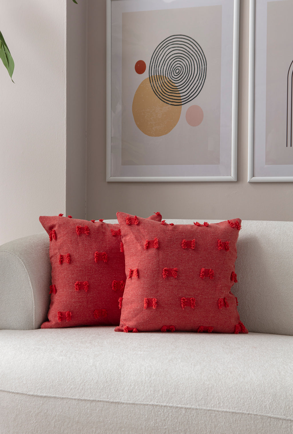 "Papyo" Bohem Puantiyeli, Dekoratif Keten Kırlent Kılıfı, Punch İşlemeli 43x43cm