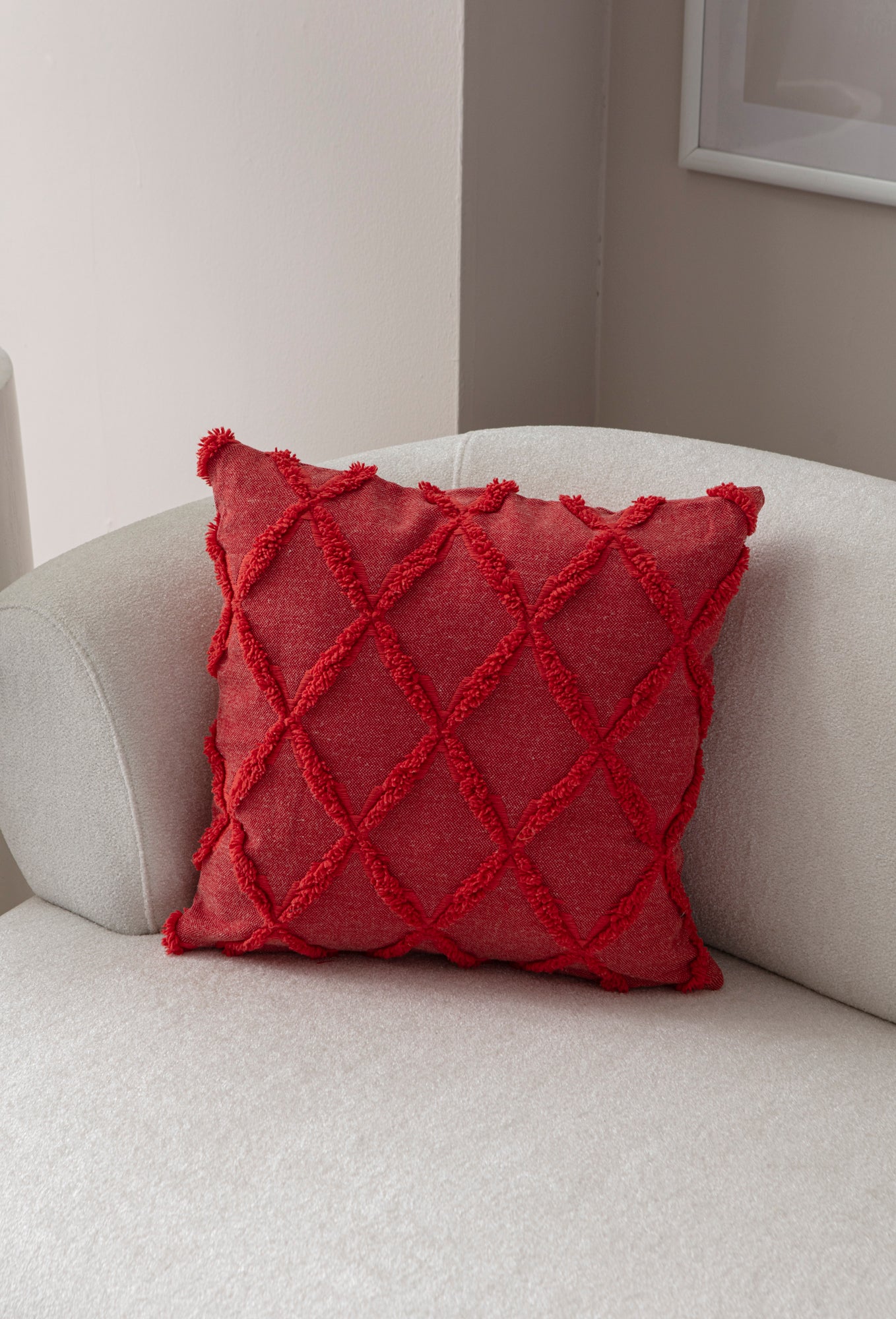 "Sarmal" Bohem Puantiyeli, Dekoratif Keten Kırlent Kılıfı, Punch İşlemeli Yastık Kılıfı 43x43cm