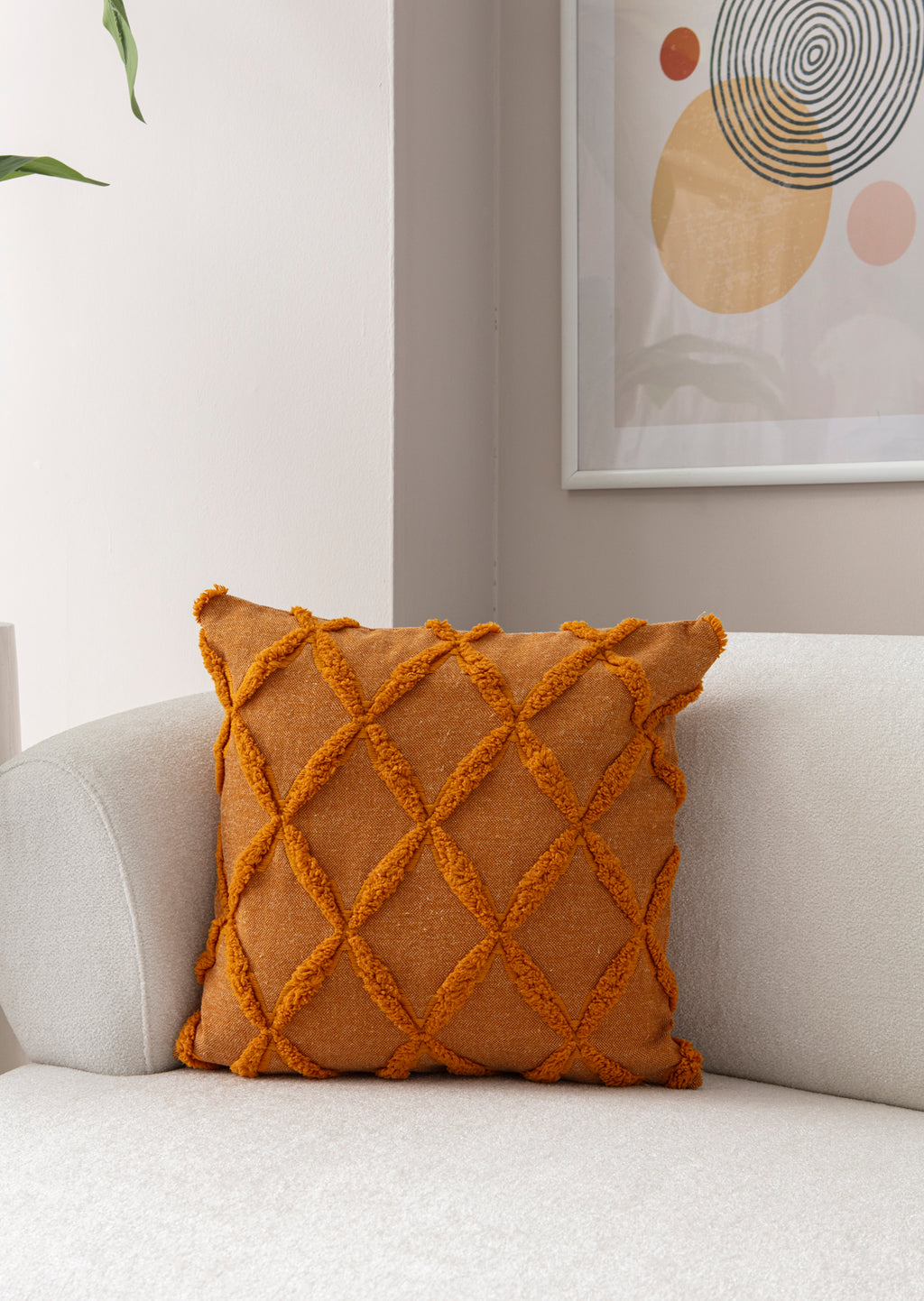 "Sarmal" Bohem Puantiyeli, Dekoratif Keten Kırlent Kılıfı, Punch İşlemeli Yastık Kılıfı 43x43cm