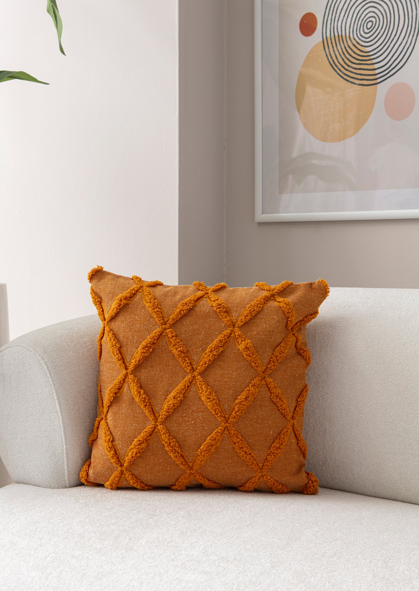 "Sarmal" Bohem Puantiyeli, Dekoratif Keten Kırlent Kılıfı, Punch İşlemeli Yastık Kılıfı 43x43cm