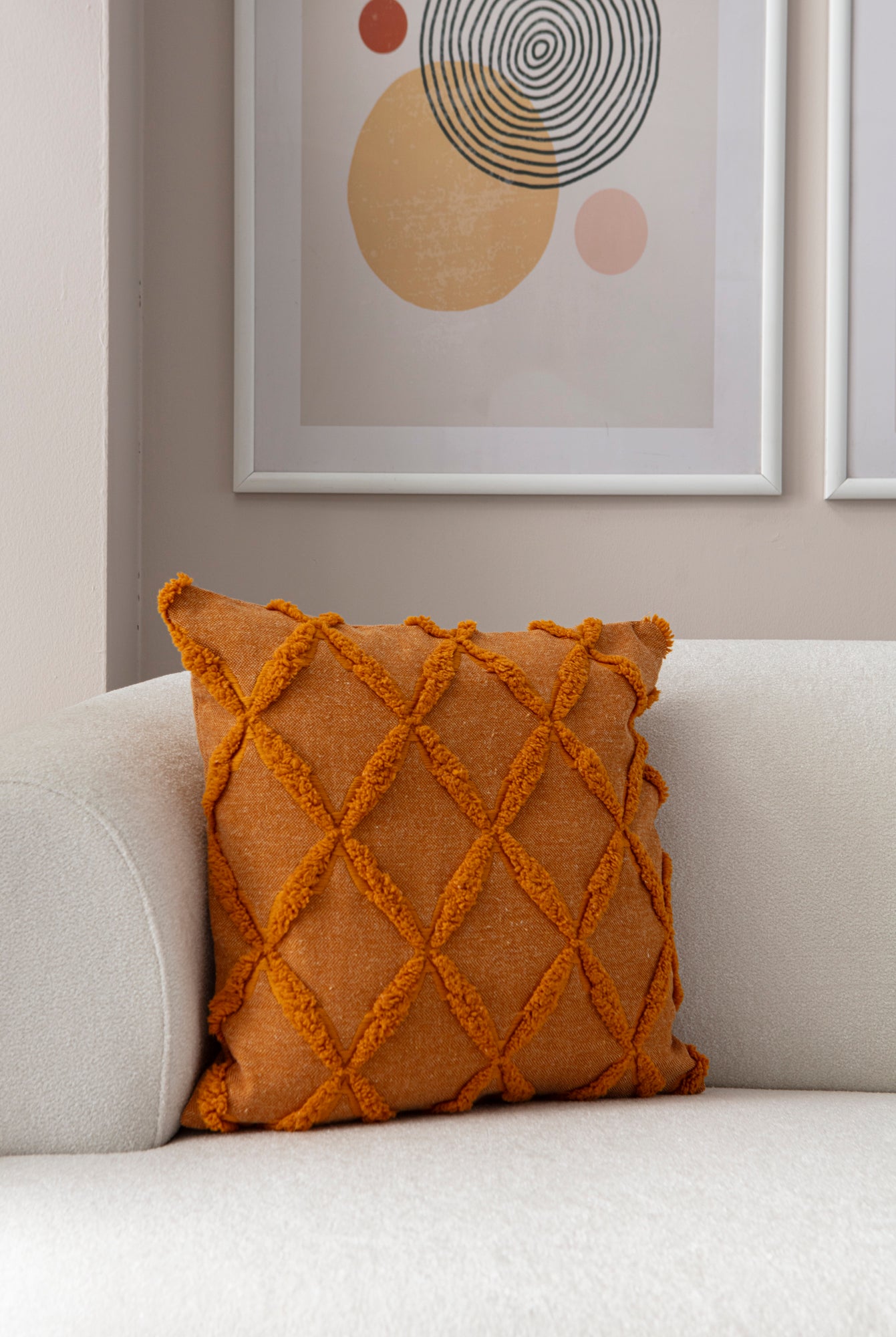 "Sarmal" Bohem Puantiyeli, Dekoratif Keten Kırlent Kılıfı, Punch İşlemeli Yastık Kılıfı 43x43cm