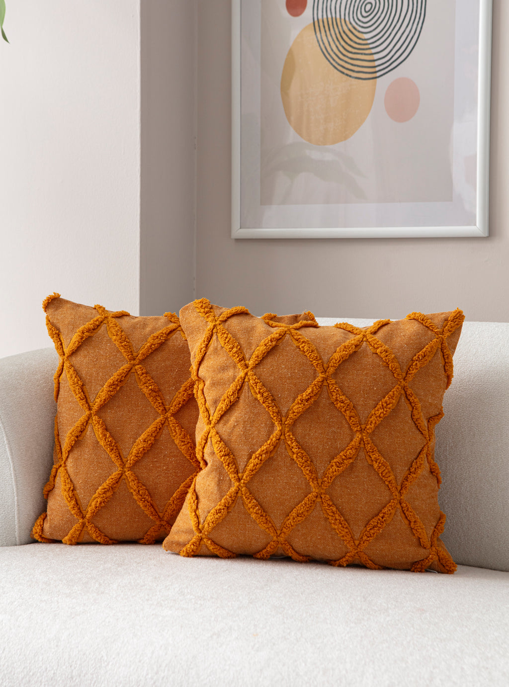 "Sarmal" Bohem Puantiyeli, Dekoratif Keten Kırlent Kılıfı, Punch İşlemeli Yastık Kılıfı 43x43cm