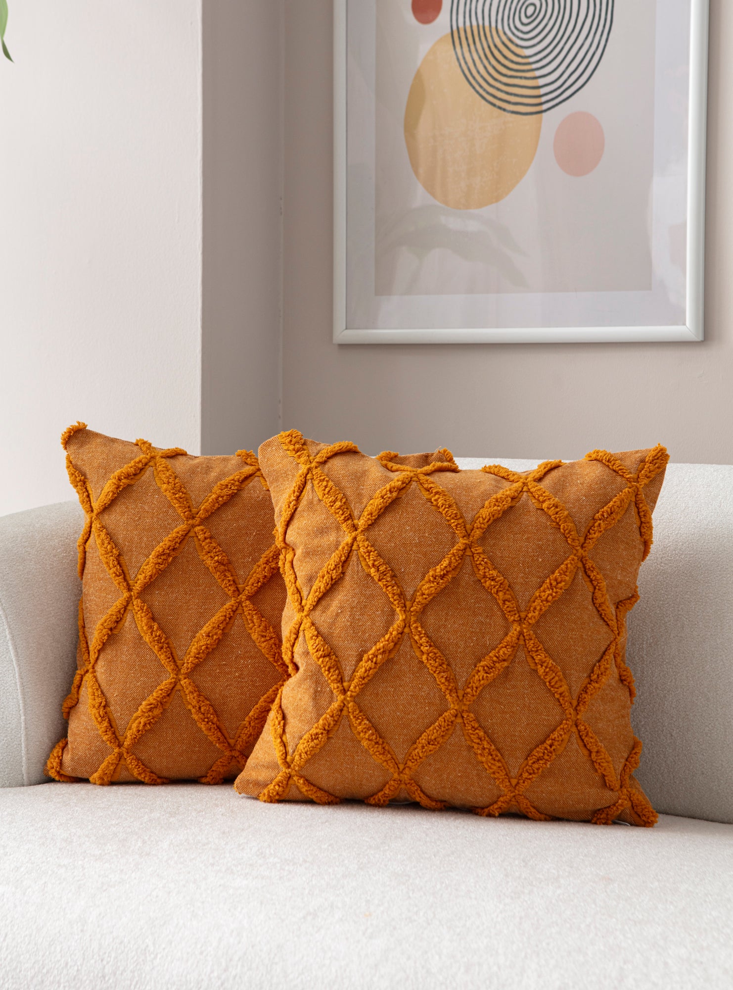 "Sarmal" Bohem Puantiyeli, Dekoratif Keten Kırlent Kılıfı, Punch İşlemeli Yastık Kılıfı 43x43cm