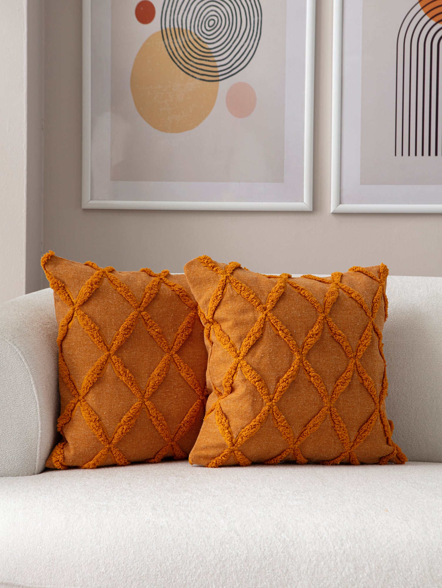 "Sarmal" Bohem Puantiyeli, Dekoratif Keten Kırlent Kılıfı, Punch İşlemeli Yastık Kılıfı 43x43cm