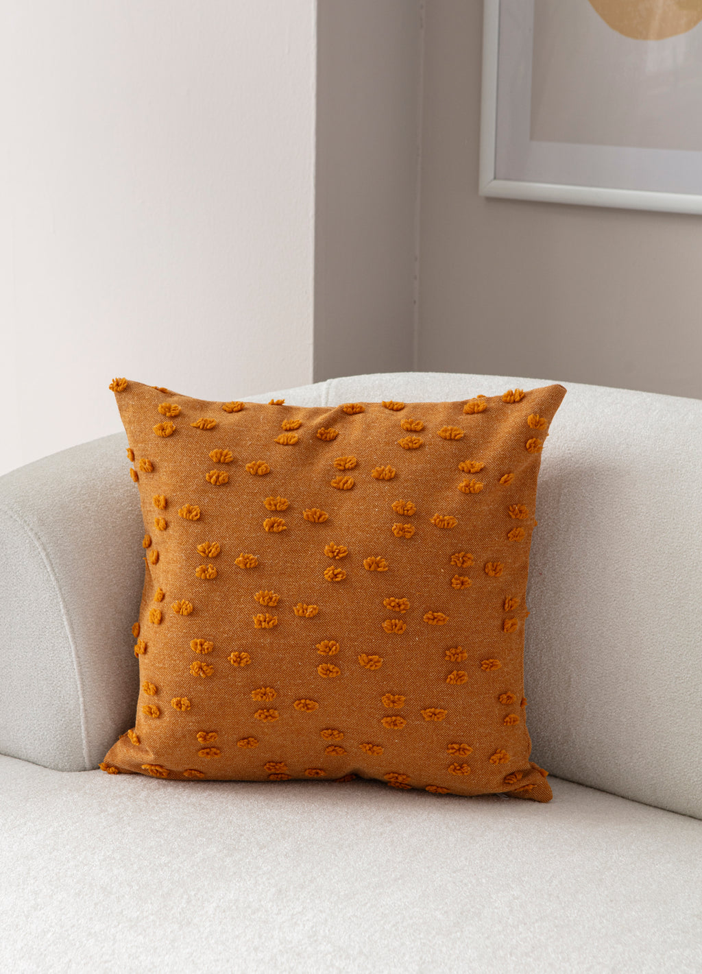 "Nokta" Bohem Puantiyeli, Dekoratif Keten Kırlent Kılıfı, Punch İşlemeli 43x43cm