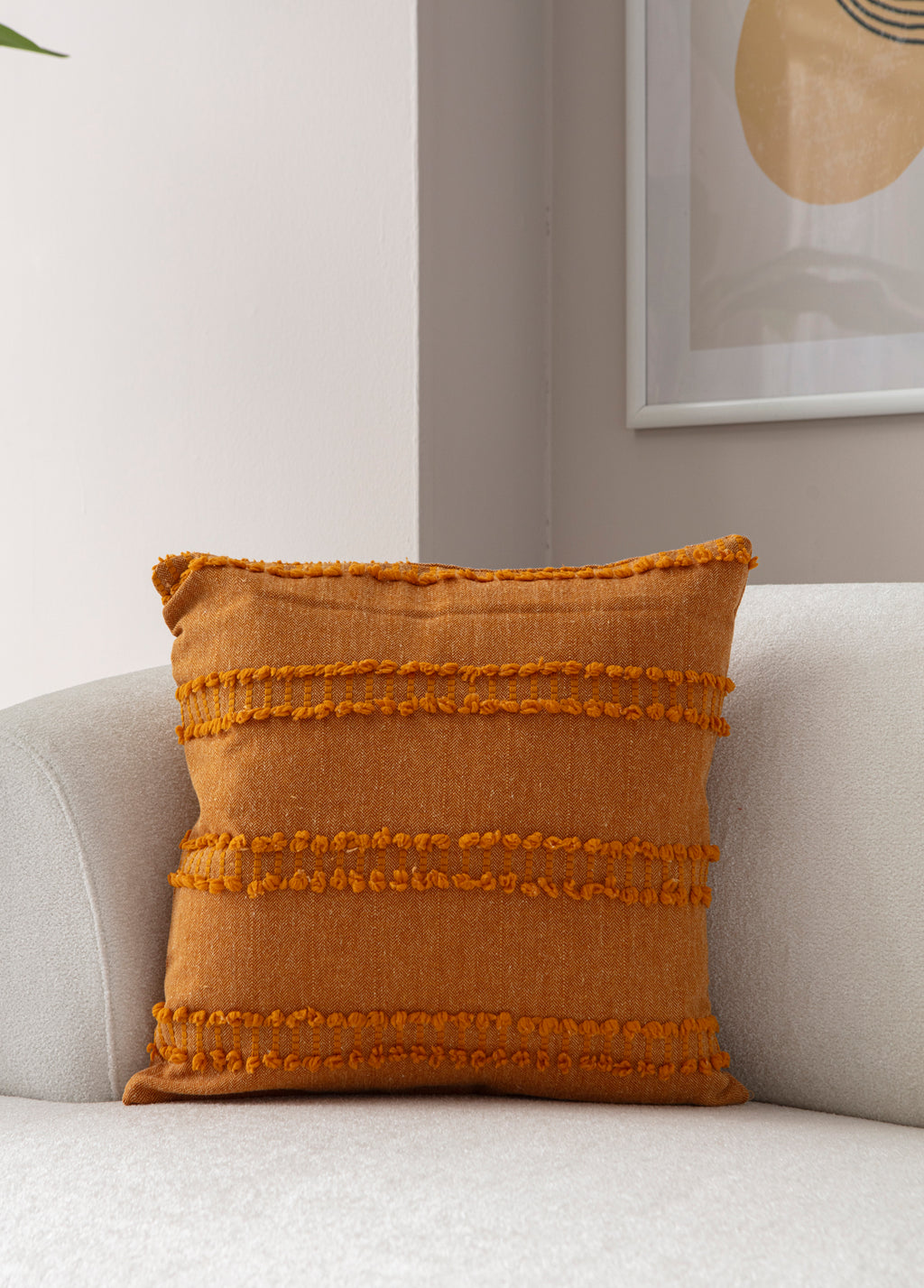 "Ray" Bohem Puantiyeli, Dekoratif Keten Kırlent Kılıfı, Punch İşlemeli Yastık Kılıfı 43x43cm