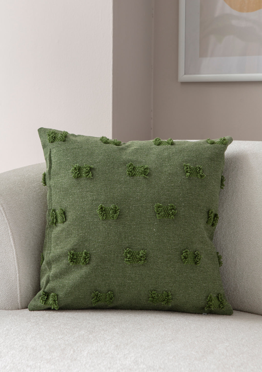 "Papyo" Bohem Puantiyeli, Dekoratif Keten Kırlent Kılıfı, Punch İşlemeli 43x43cm