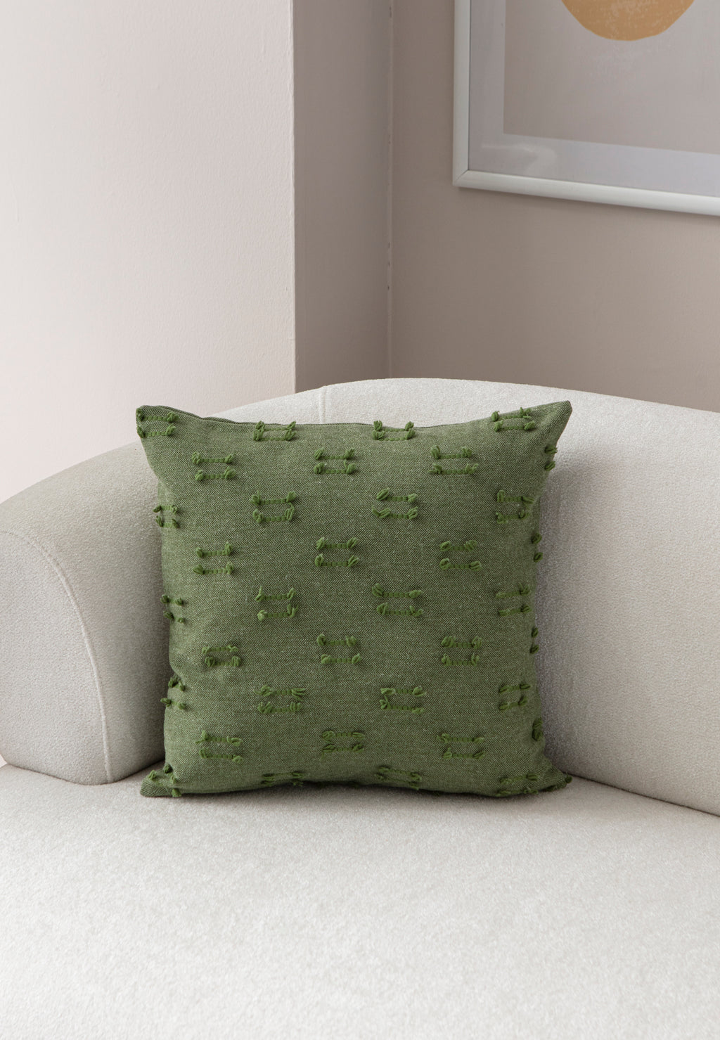 'Etnik' Bohem, Puantiyeli, Dekoratif Keten Kırlent Kılıfı, Punch İşlemeli