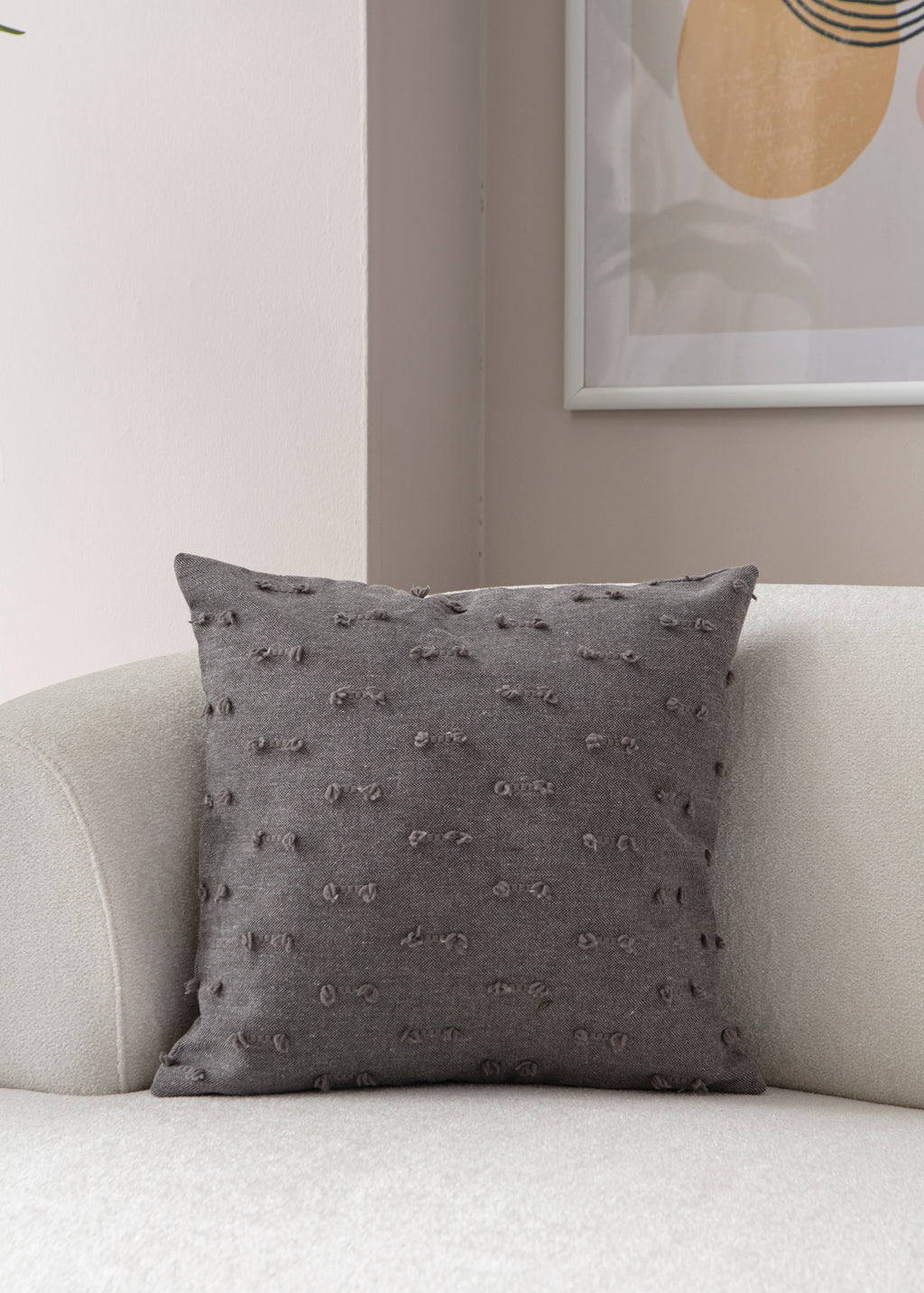 'Çizgi' Bohem, Puantiyeli, Dekoratif Keten Kırlent Kılıfı, Punch İşlemeli