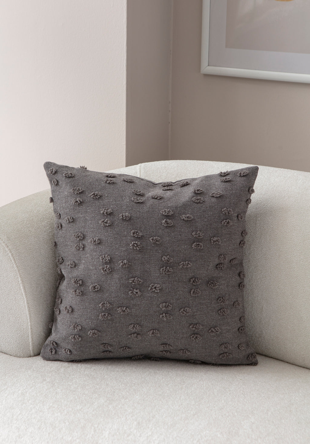 "Nokta" Bohem Puantiyeli, Dekoratif Keten Kırlent Kılıfı, Punch İşlemeli 43x43cm