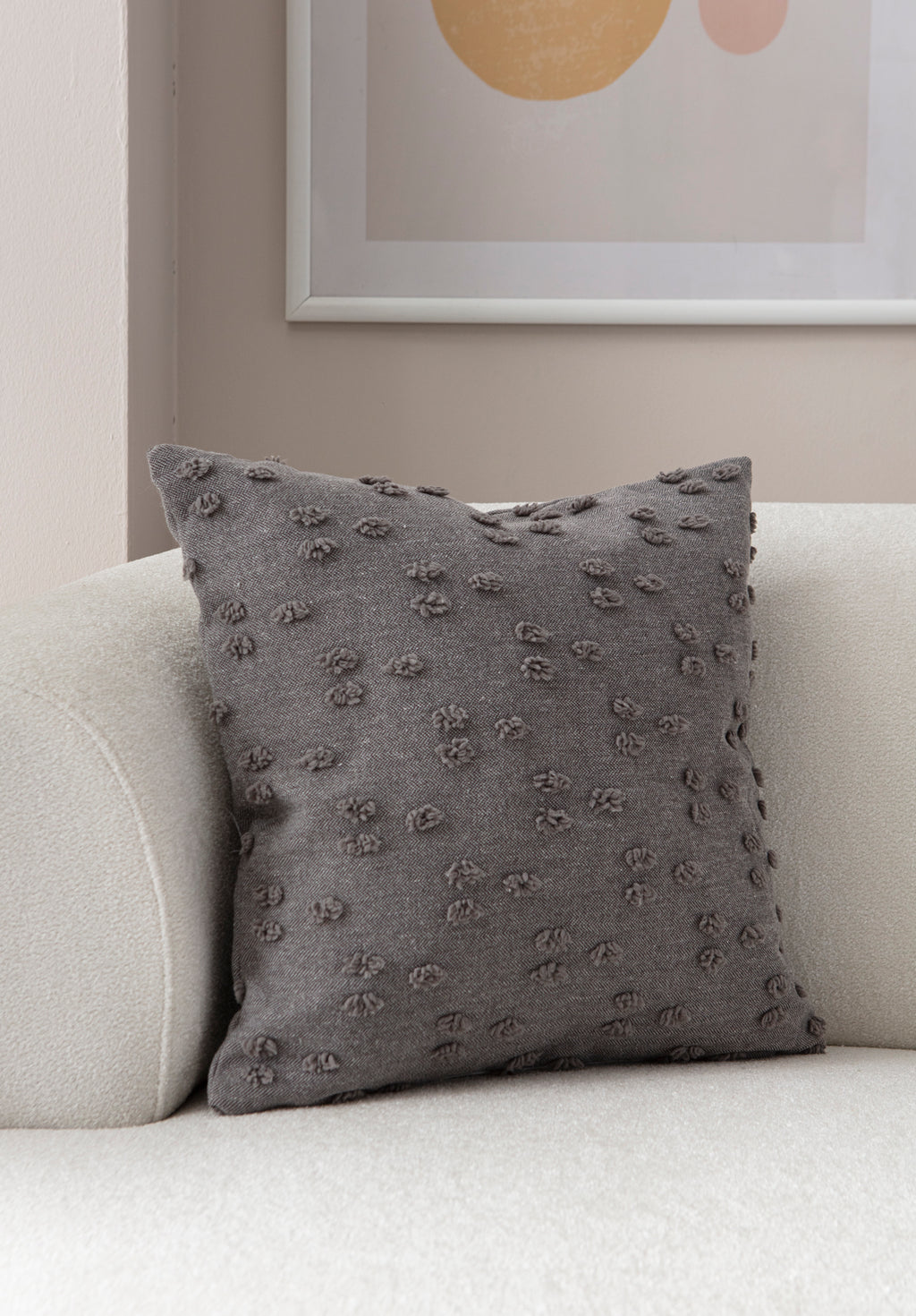 "Nokta" Bohem Puantiyeli, Dekoratif Keten Kırlent Kılıfı, Punch İşlemeli 43x43cm