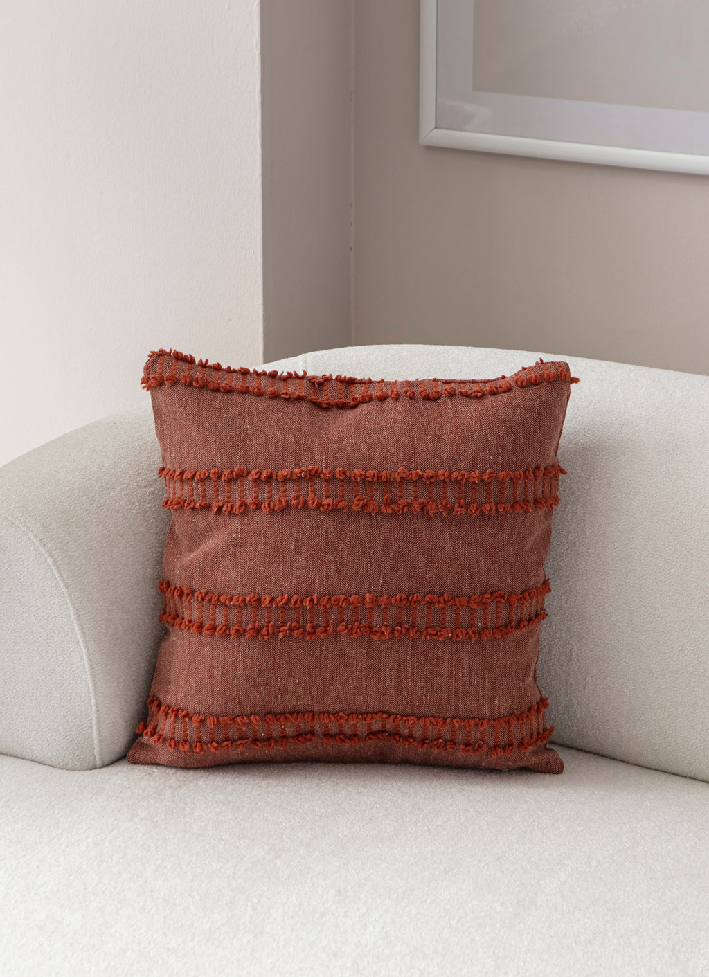 "Ray" Bohem Puantiyeli, Dekoratif Keten Kırlent Kılıfı, Punch İşlemeli Yastık Kılıfı 43x43cm