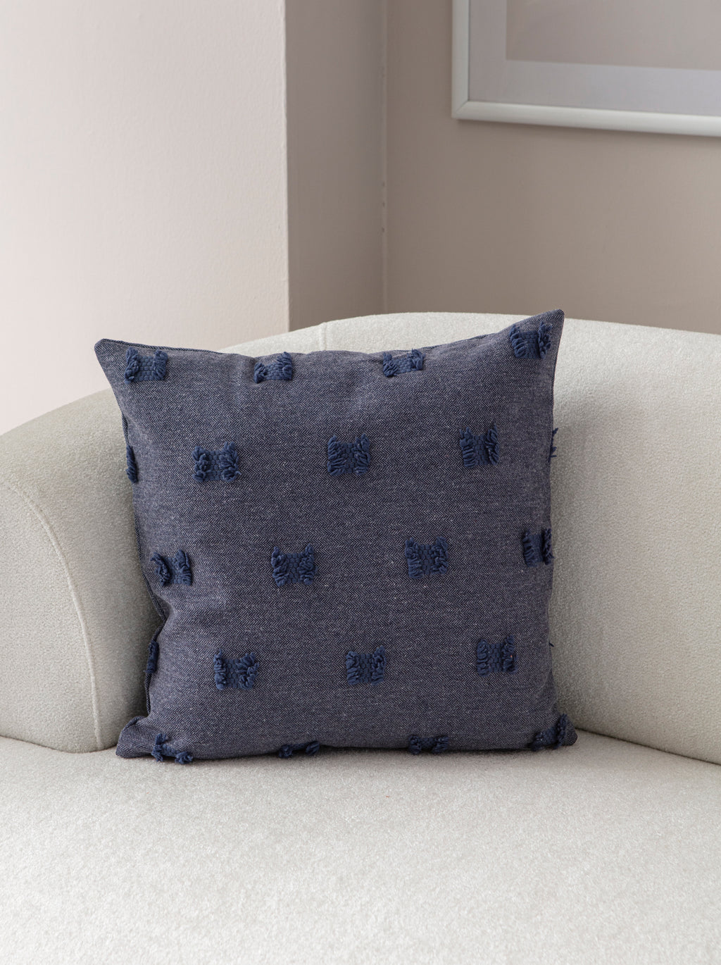 "Papyo" Bohem Puantiyeli, Dekoratif Keten Kırlent Kılıfı, Punch İşlemeli 43x43cm