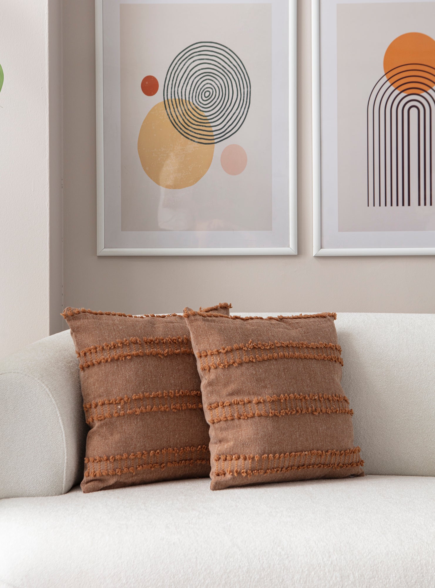 "Ray" Bohem Puantiyeli, Dekoratif Keten Kırlent Kılıfı, Punch İşlemeli Yastık Kılıfı 43x43cm