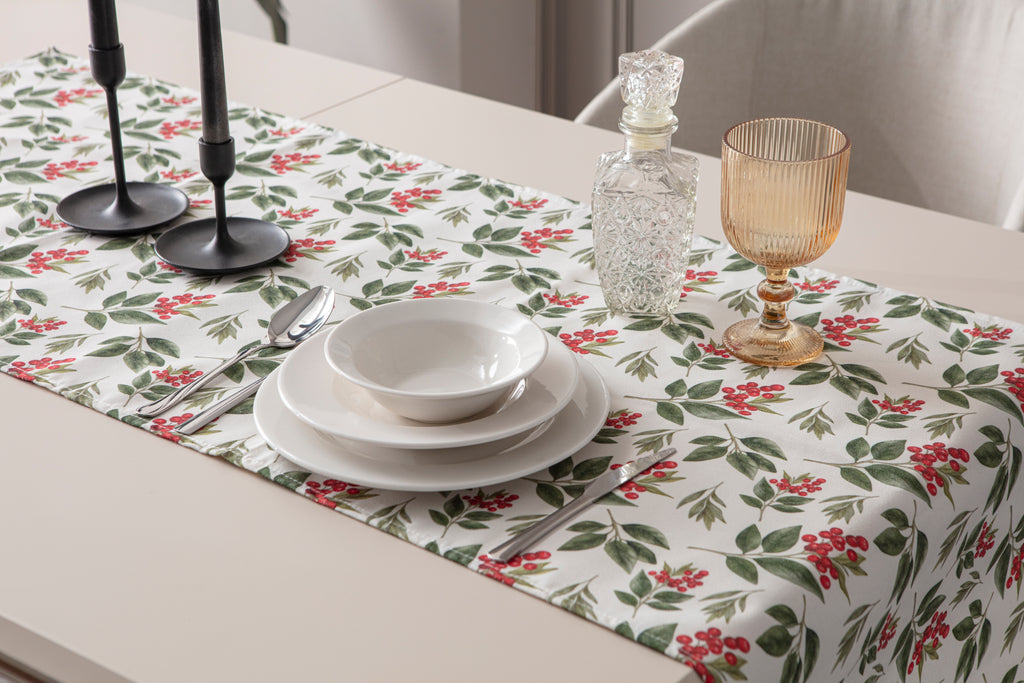 Kokina Premium Serisi Runner, Duck Keten Kumaş Kaymaz 45x140 cm