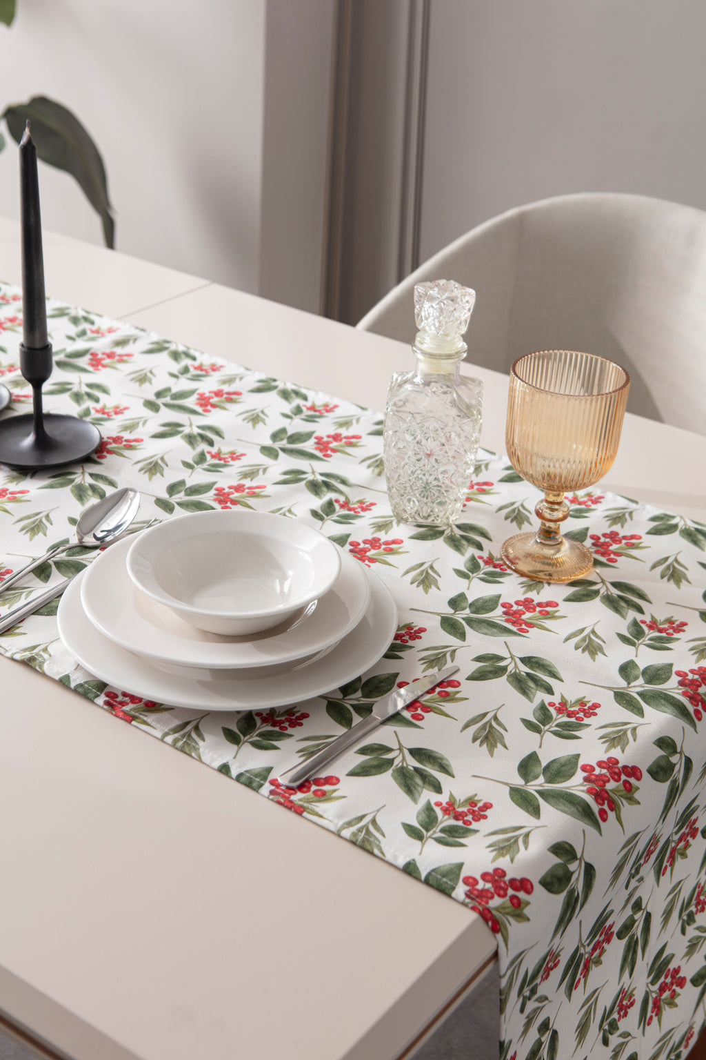 Kokina Premium Serisi Runner, Duck Keten Kumaş Kaymaz 45x140 cm