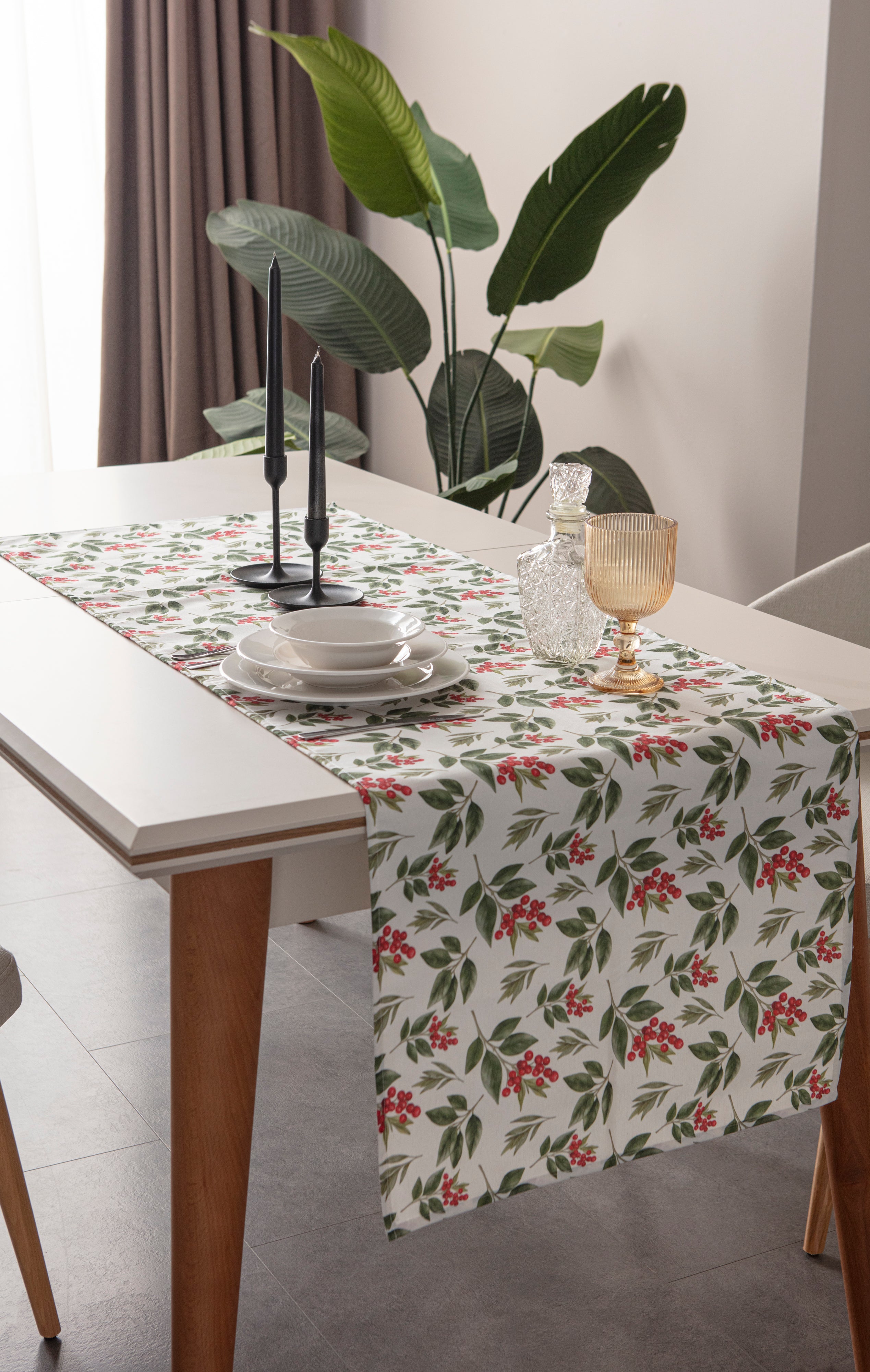 Kokina Premium Serisi Runner, Duck Keten Kumaş Kaymaz 45x140 cm