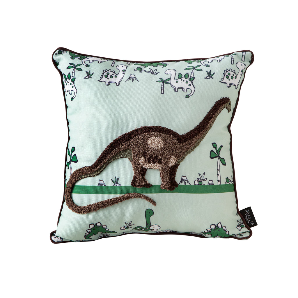 Dinazor Desenli Çocuk Odası Keten Kırlent Kılıfı, 35x35cm İç Dolgulu
