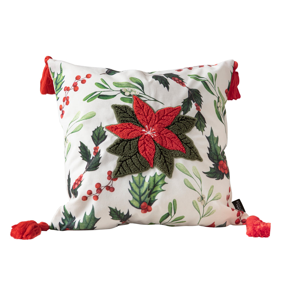 Kokina Premium Serisi, Kokina Çiçeği Desenli Kırlent Kılıfı, 43x43cm