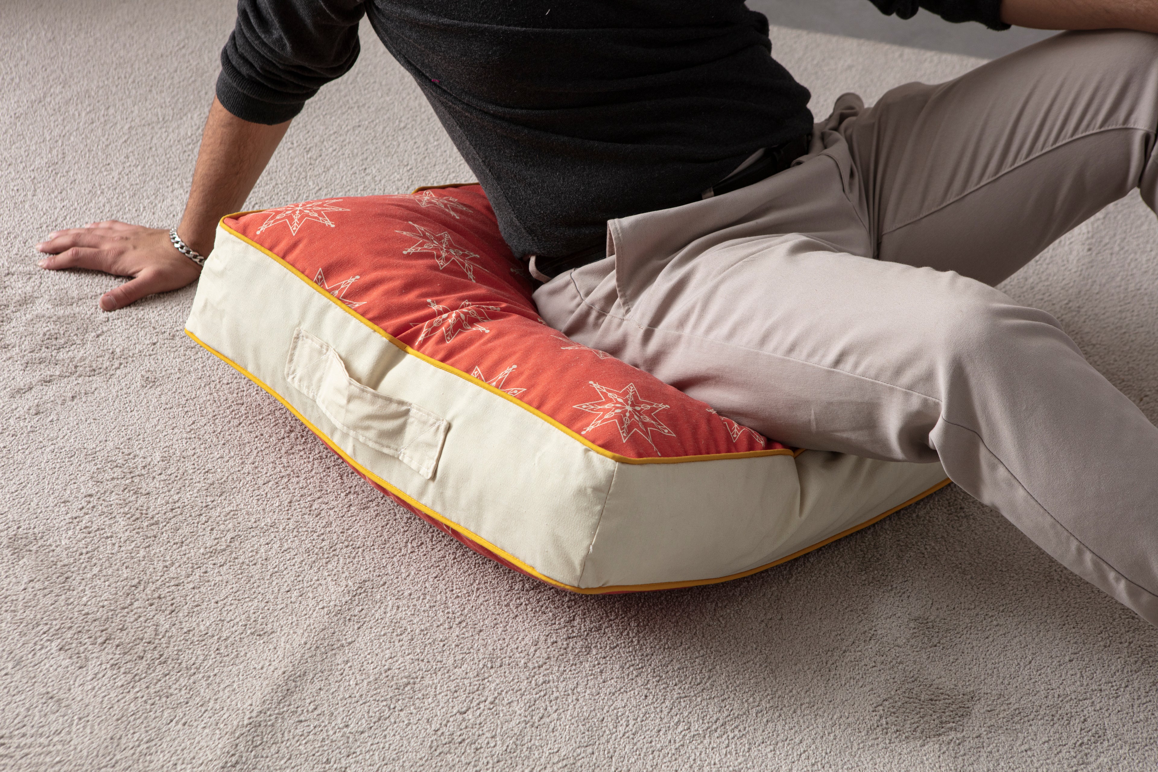 Kokina Premium Serisi, Kare Yer Minderi, 60x60cm, Kırmızı