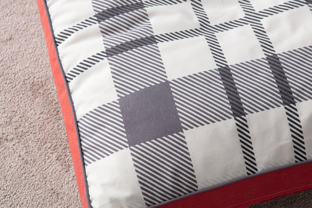 Kokina Premium Serisi Kare Yer Minderi, 60x60 cm, Gri Ekoseli