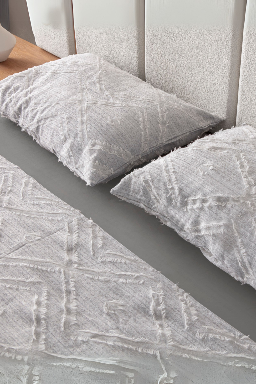 Anna Delux Çift Kişilik Çok Amaçlı Yatak Örtüsü Seti Gri Pamuk Nevresim Takımı Günlük 220x240
