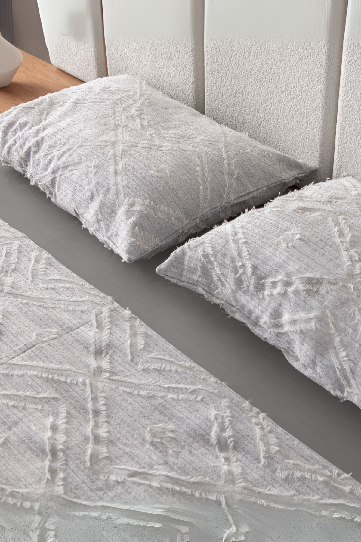 Anna Delux Çift Kişilik Çok Amaçlı Yatak Örtüsü Seti Gri Pamuk Nevresim Takımı Günlük 220x240