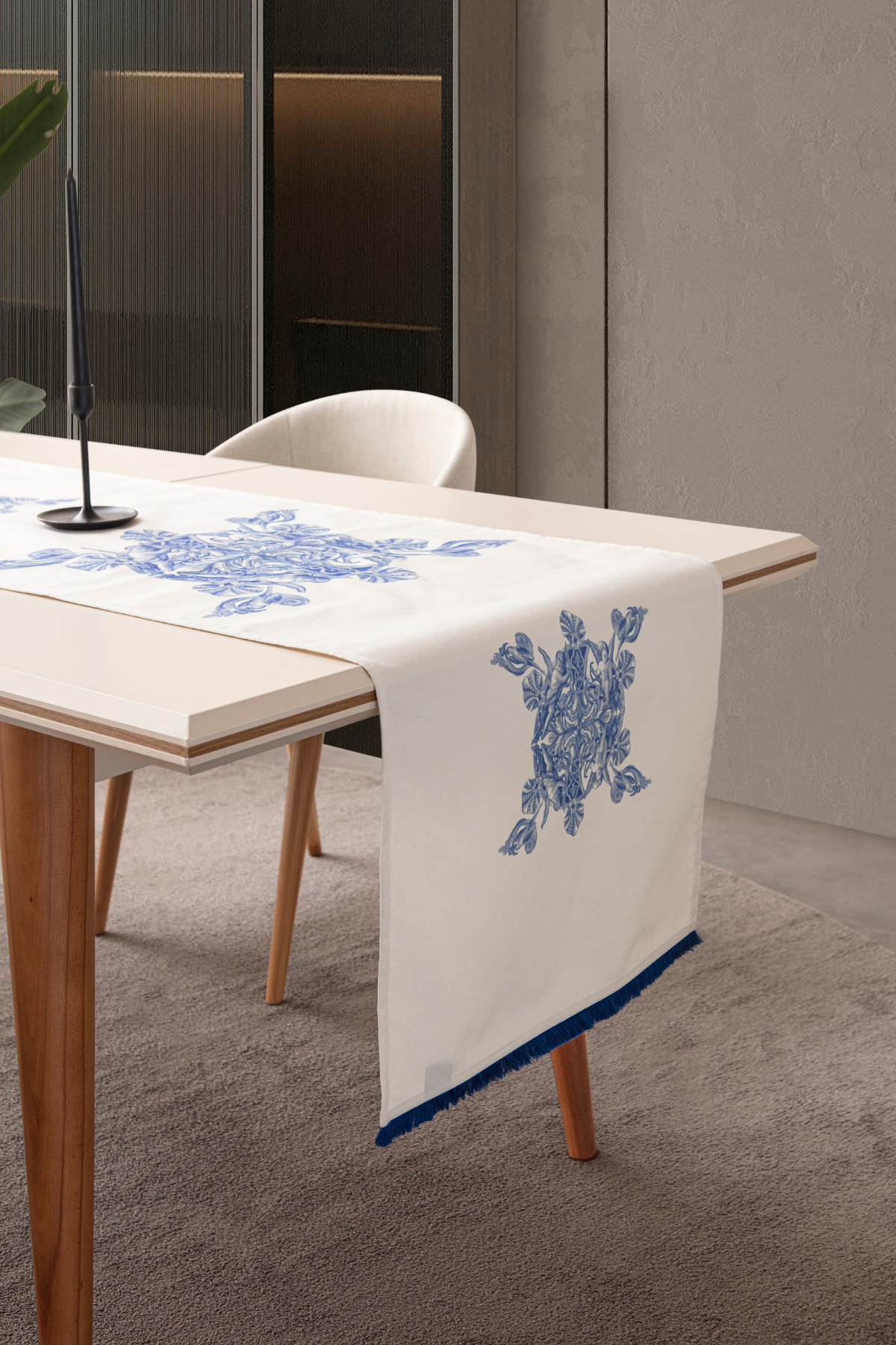 Azure Blue, Yemek Masası, Mutfak Masası Takımı, Masa Örtüsü,Runner,6 Amerikan Servis, 6 Kumaş Peçete