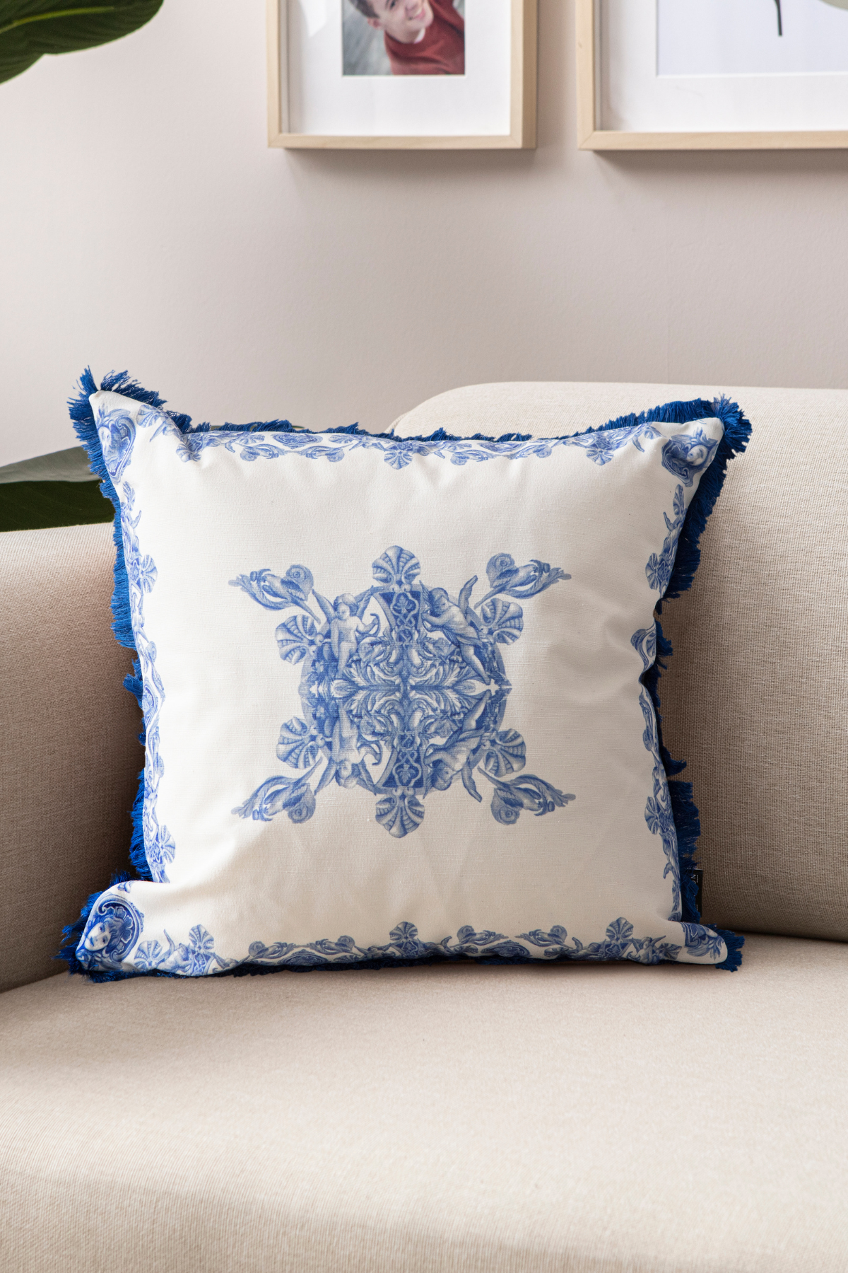 Azure & Elysian Premium Seri Mavi Özel Tasarım İkili Kırlent Kılıfı, Dekoratif Çift Kırlent Kılıfı