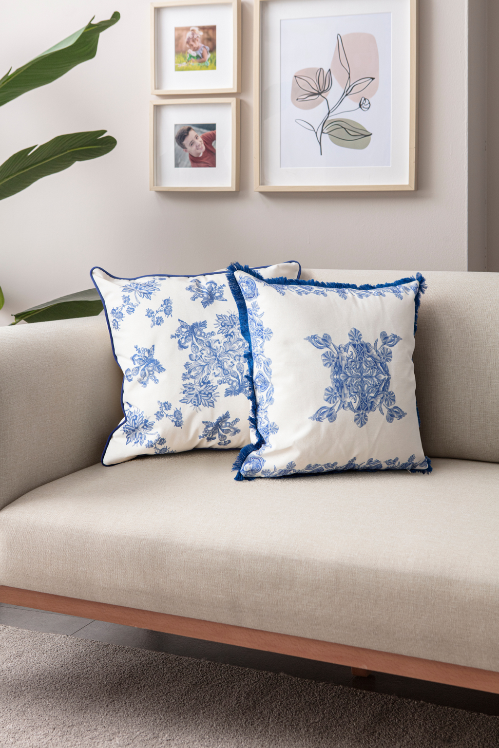 Azure Blue Premium Seri Saçaklı Özel Tasarım Kırlent Kılıfı 43x43c, Dekoratif Kırlent Kılıfı