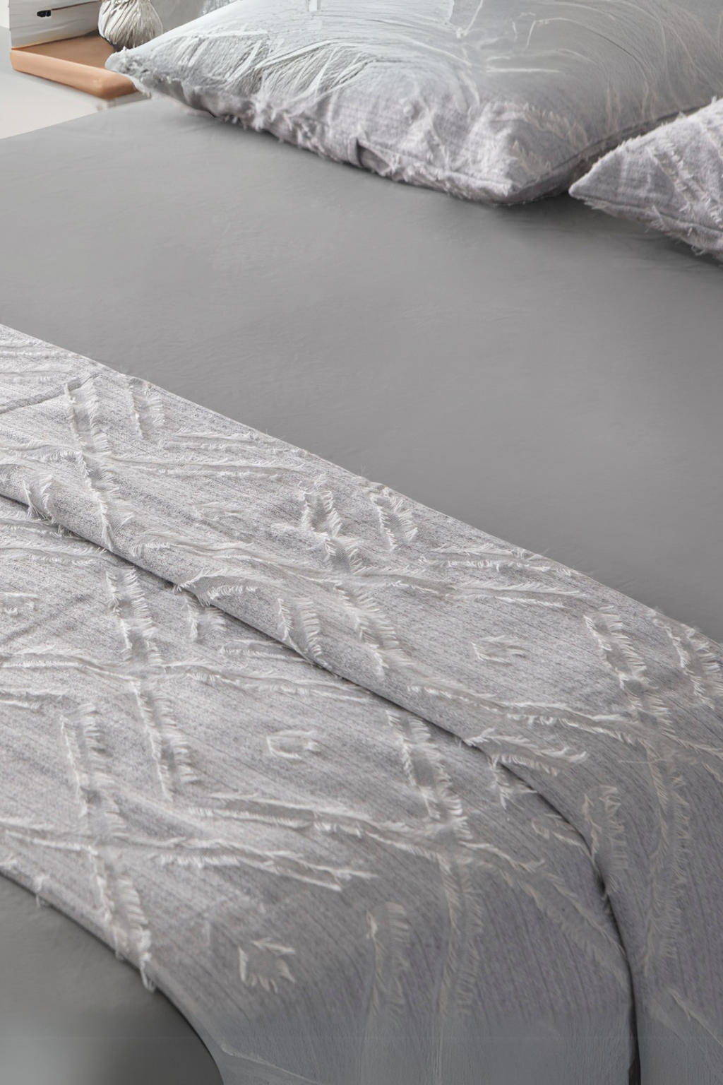 Anna Delux Çift Kişilik Çok Amaçlı Yatak Örtüsü Seti Gri Pamuk Nevresim Takımı Günlük 220x240