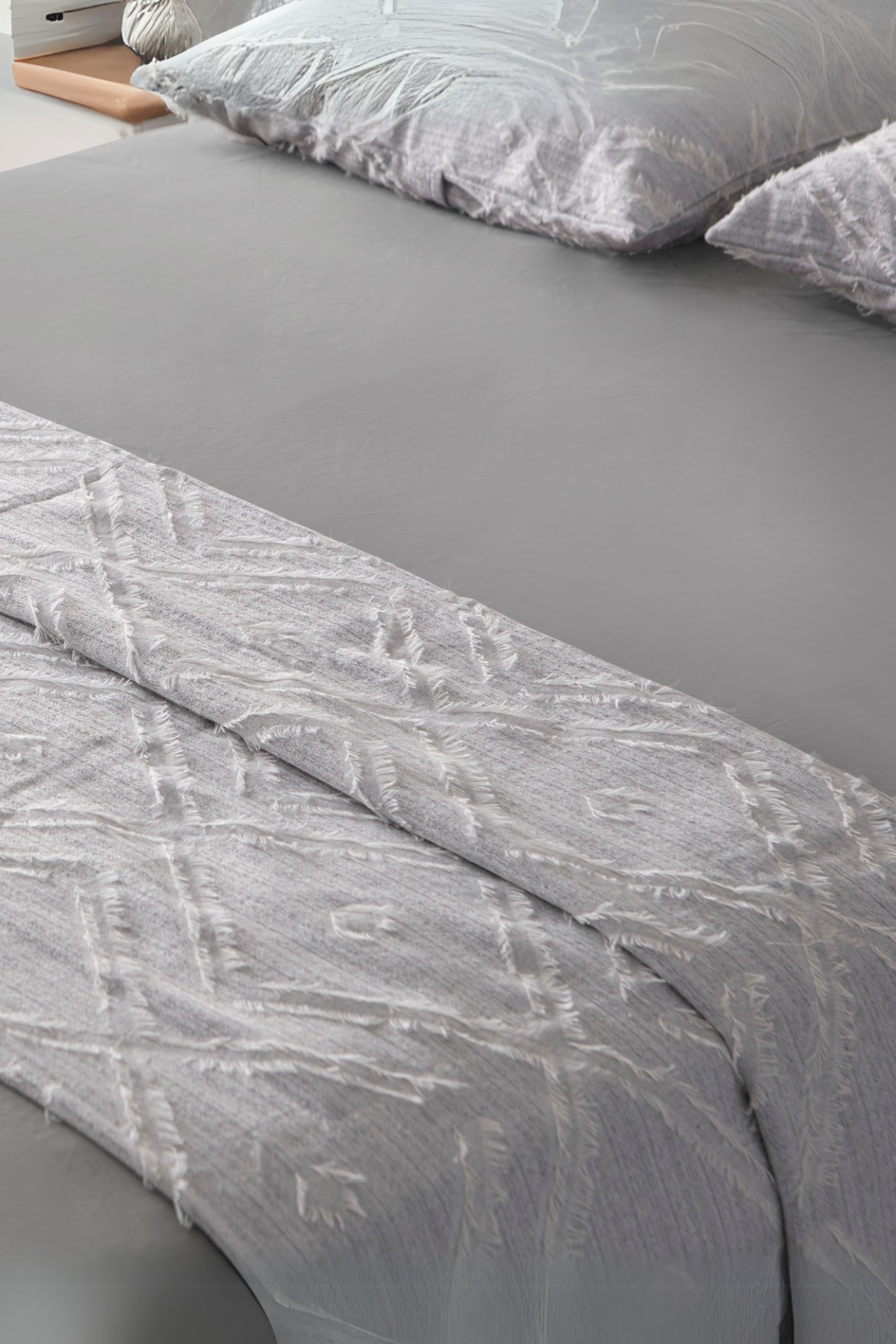 Anna Delux Çift Kişilik Çok Amaçlı Yatak Örtüsü Seti Gri Pamuk Nevresim Takımı Günlük 220x240