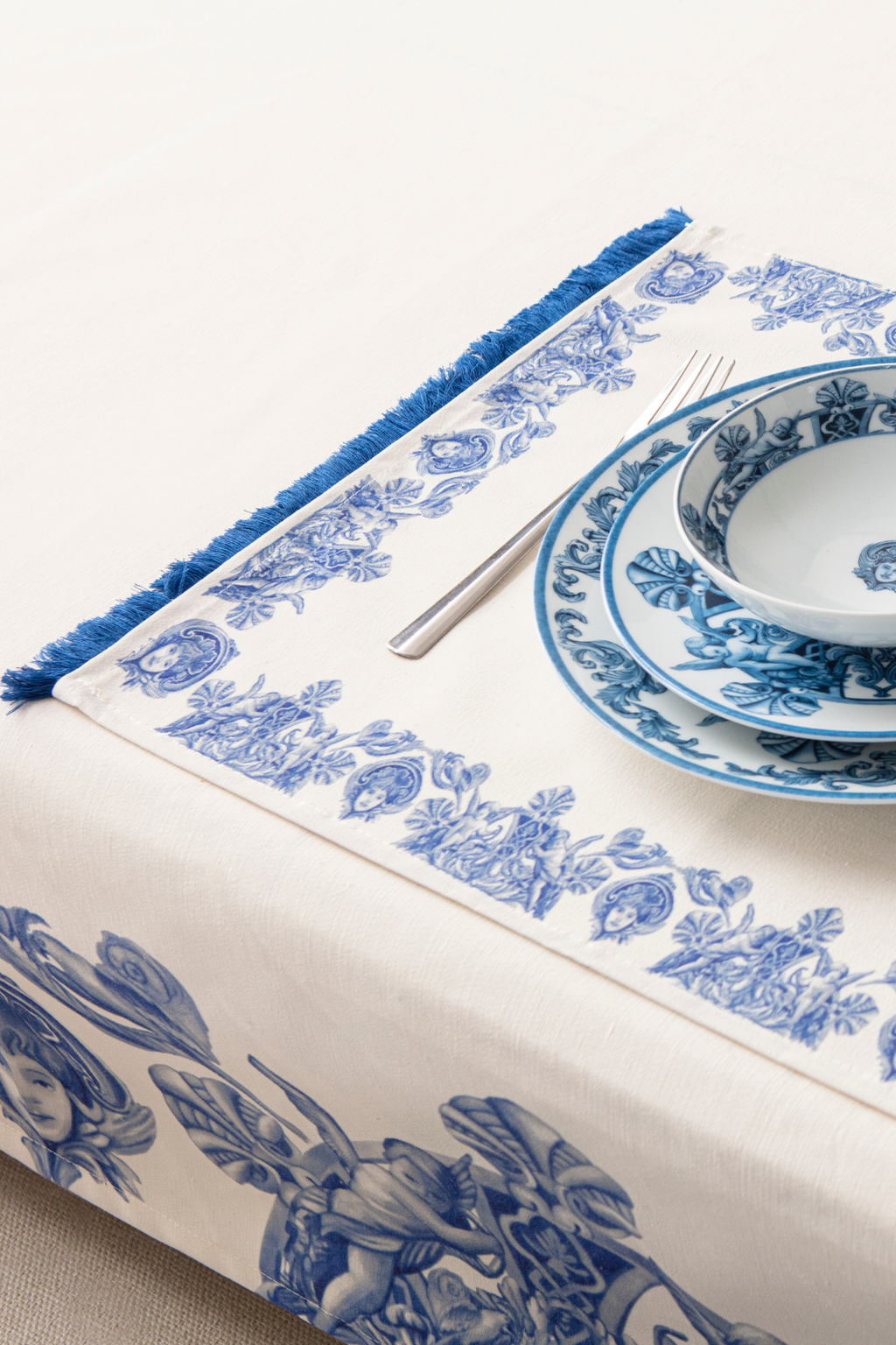 Azure Blue, Duck Keten Amerikan Servis, 6 Kişilik, 6'lı Amerikan servis 40x50