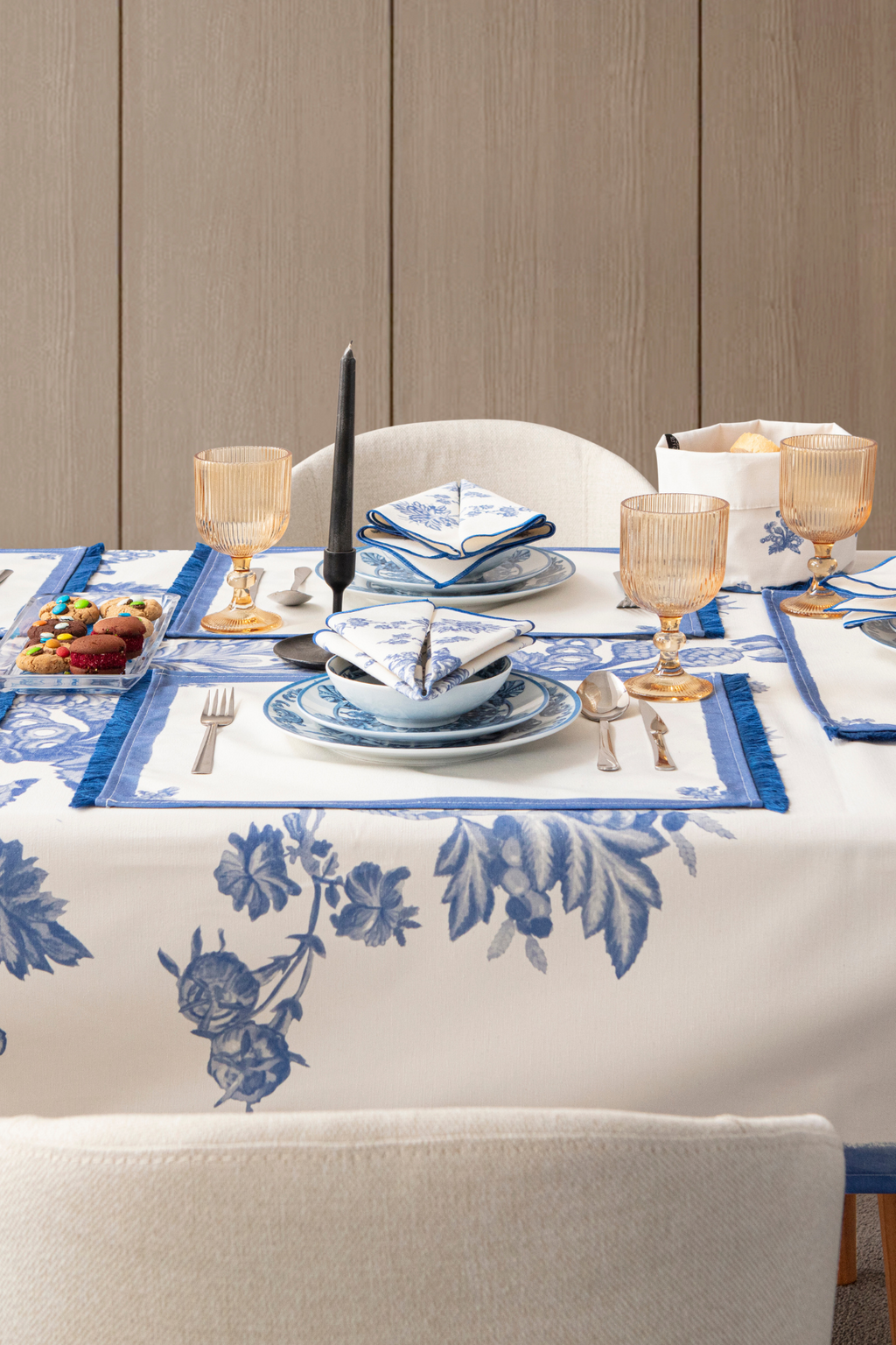 Elysian Blue Yemek Masası, Mutfak Masası Takımı, Masa Örtüsü,Runner,6 Amerikan Servis, 6 Kumaş Peçete