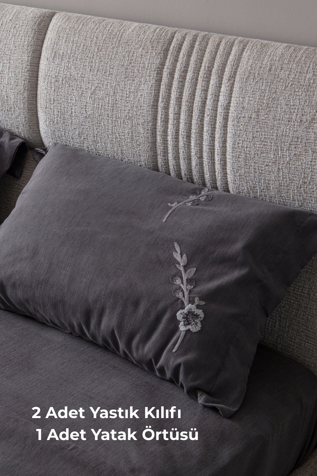 Seren Desen Çift Kişilik Nakışlı Yatak Örtüsü Seti Şönil Kumaş Punch Nakışlı 240x260cm