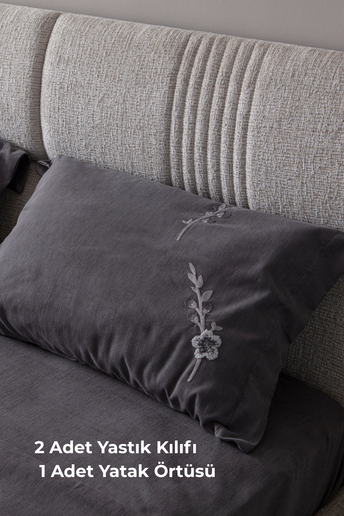 Seren Desen Çift Kişilik Nakışlı Yatak Örtüsü Seti Şönil Kumaş Punch Nakışlı 240x260cm