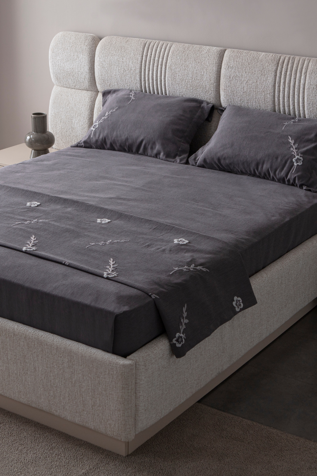 Seren Desen Çift Kişilik Nakışlı Yatak Örtüsü Seti Şönil Kumaş Punch Nakışlı 240x260cm