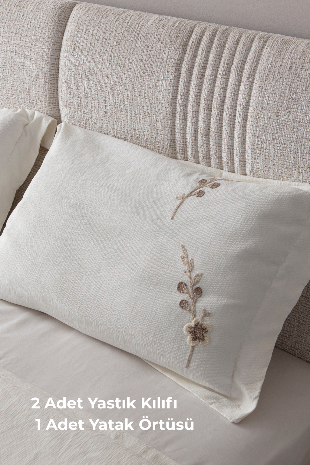 Seren Desen Çift Kişilik Nakışlı Yatak Örtüsü Seti Şönil Kumaş Punch Nakışlı 240x260cm