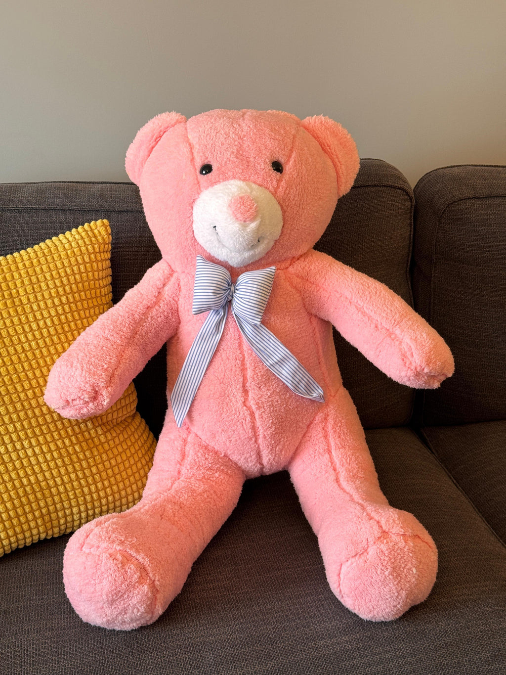 Papyonlu Pembe Dev Büyük Peluş Ayıcık 80cm Sevgililer Günü Özel Ayıcık, Hediyelik Ayı