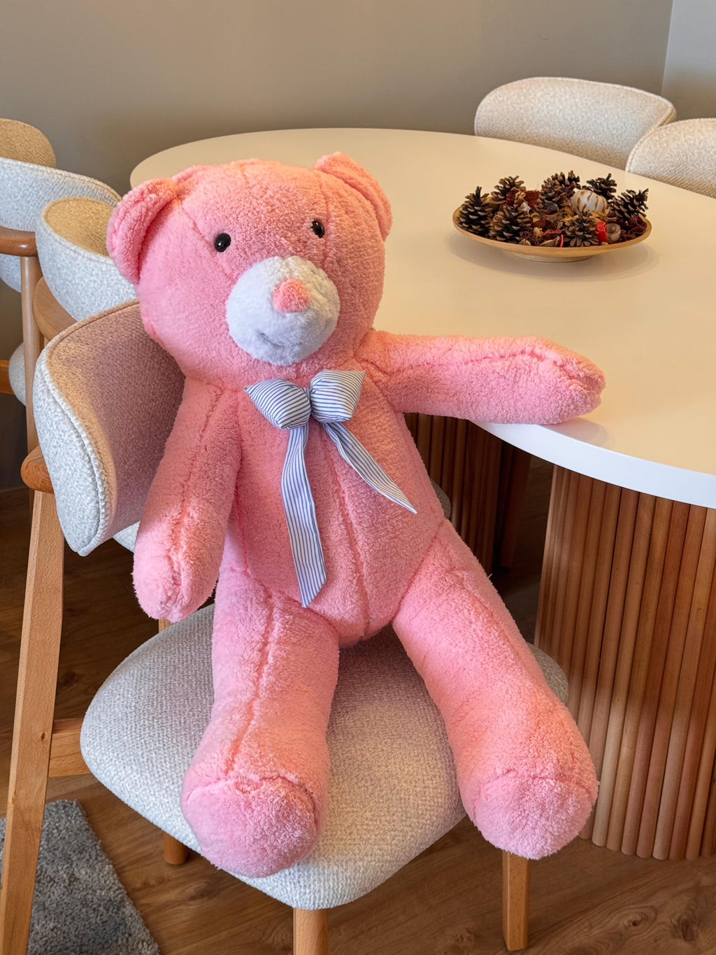 Papyonlu Pembe Dev Büyük Peluş Ayıcık 80cm Sevgililer Günü Özel Ayıcık, Hediyelik Ayı