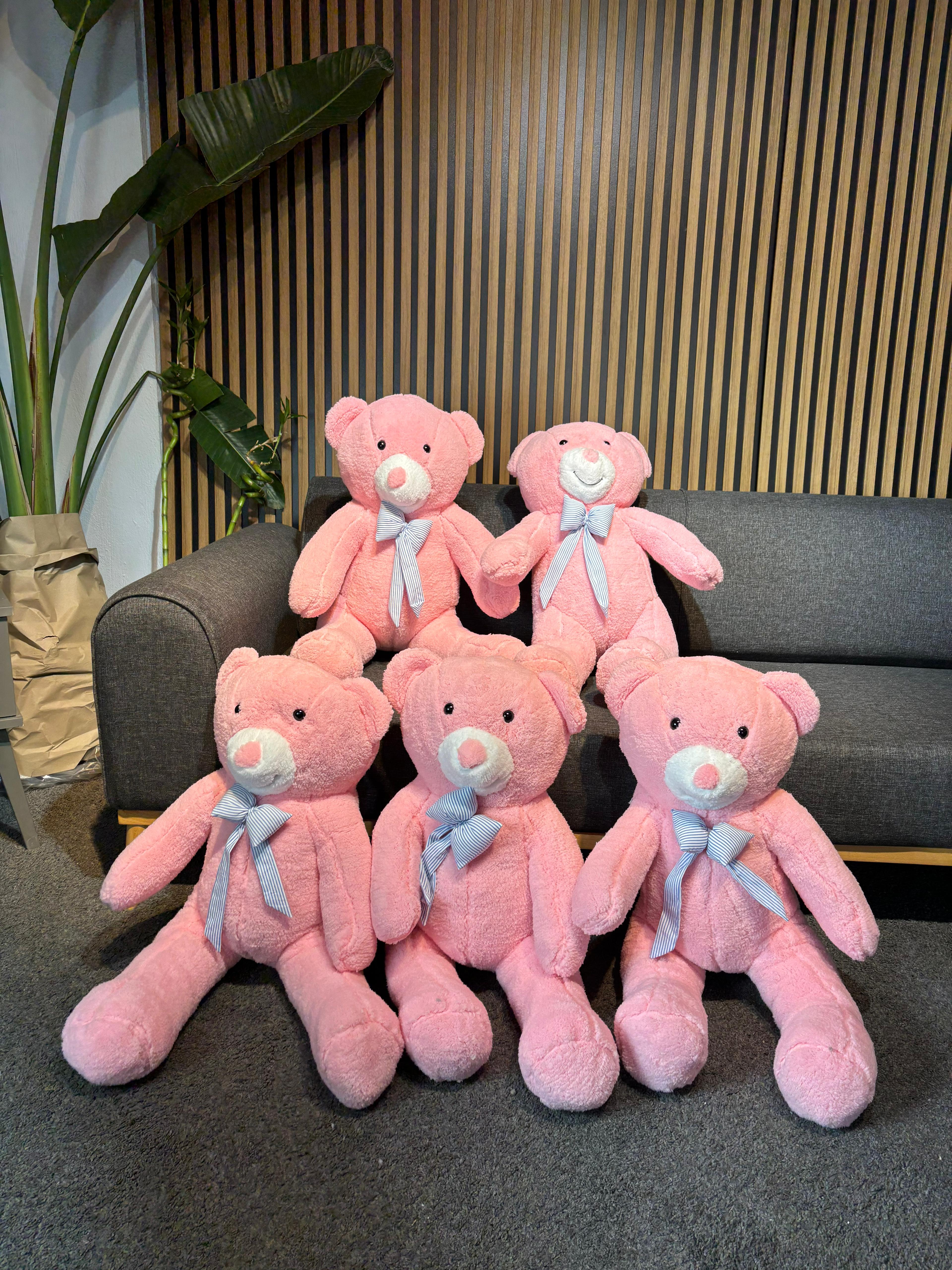 Papyonlu Pembe Dev Büyük Peluş Ayıcık 80cm Sevgililer Günü Özel Ayıcık, Hediyelik Ayı