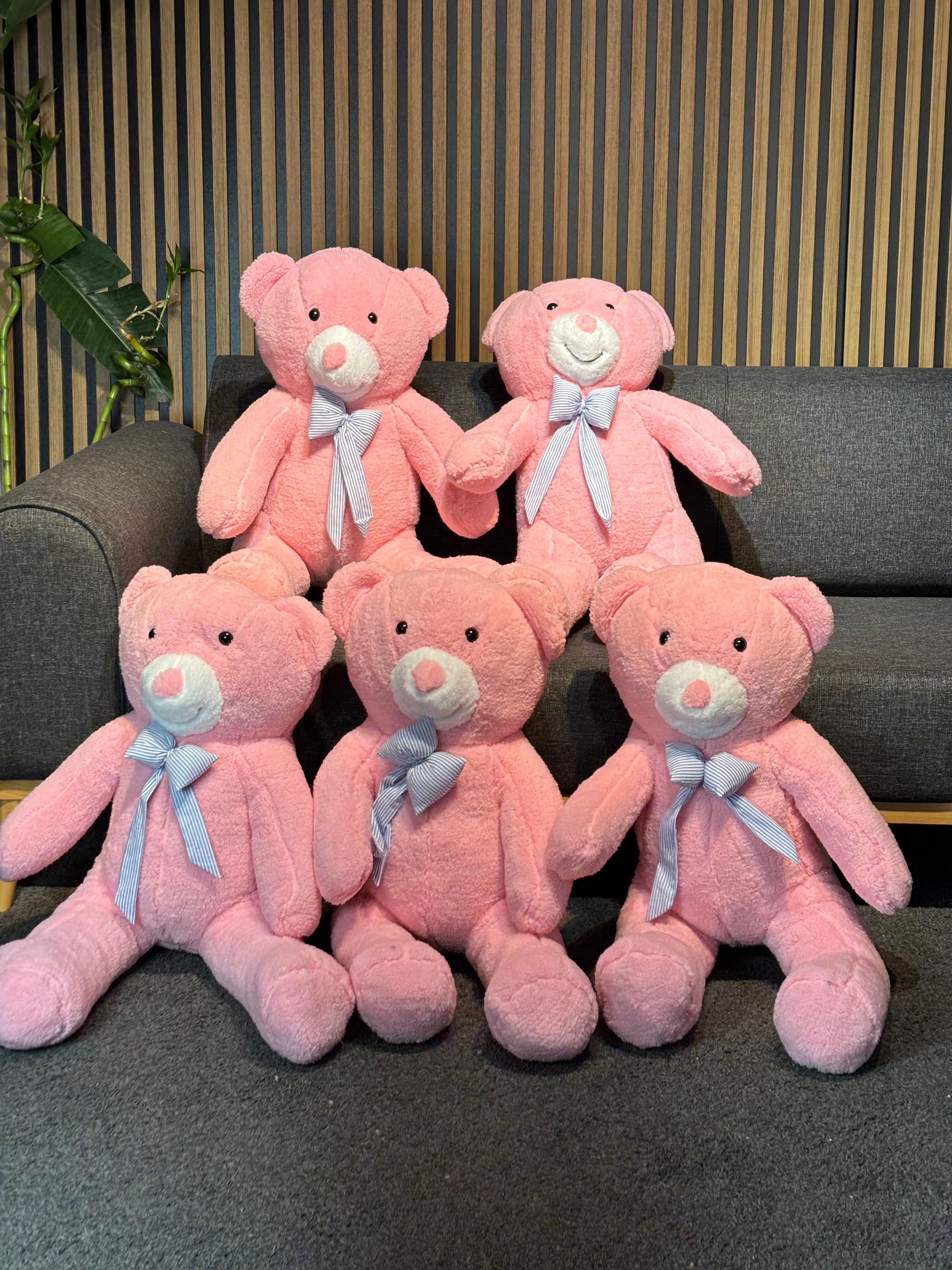 Papyonlu Pembe Dev Büyük Peluş Ayıcık 80cm Sevgililer Günü Özel Ayıcık, Hediyelik Ayı