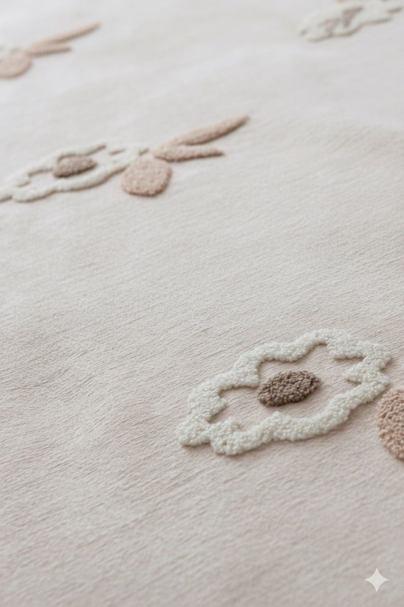 Lalezar Desen Çift Kişilik Nakışlı Yatak Örtüsü Seti Şönil Kumaş Punch Nakışlı 240x260cm