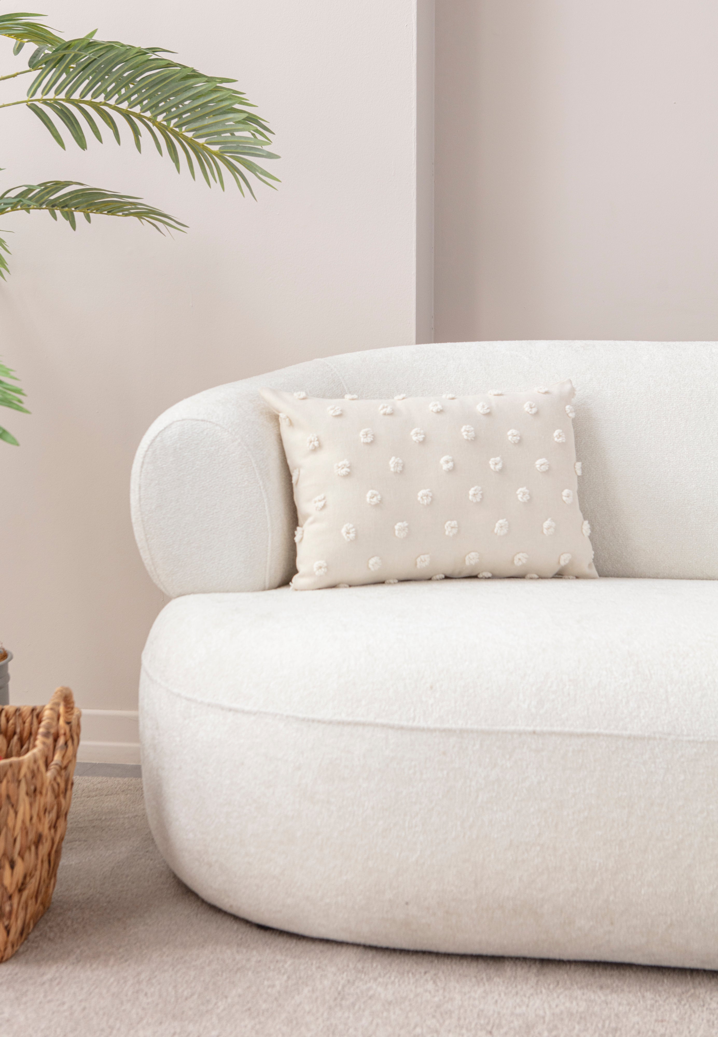 "Nokta" Bohem Puantiyeli, Dekoratif Keten Kırlent Kılıfı, Punch İşlemeli 43x43cm