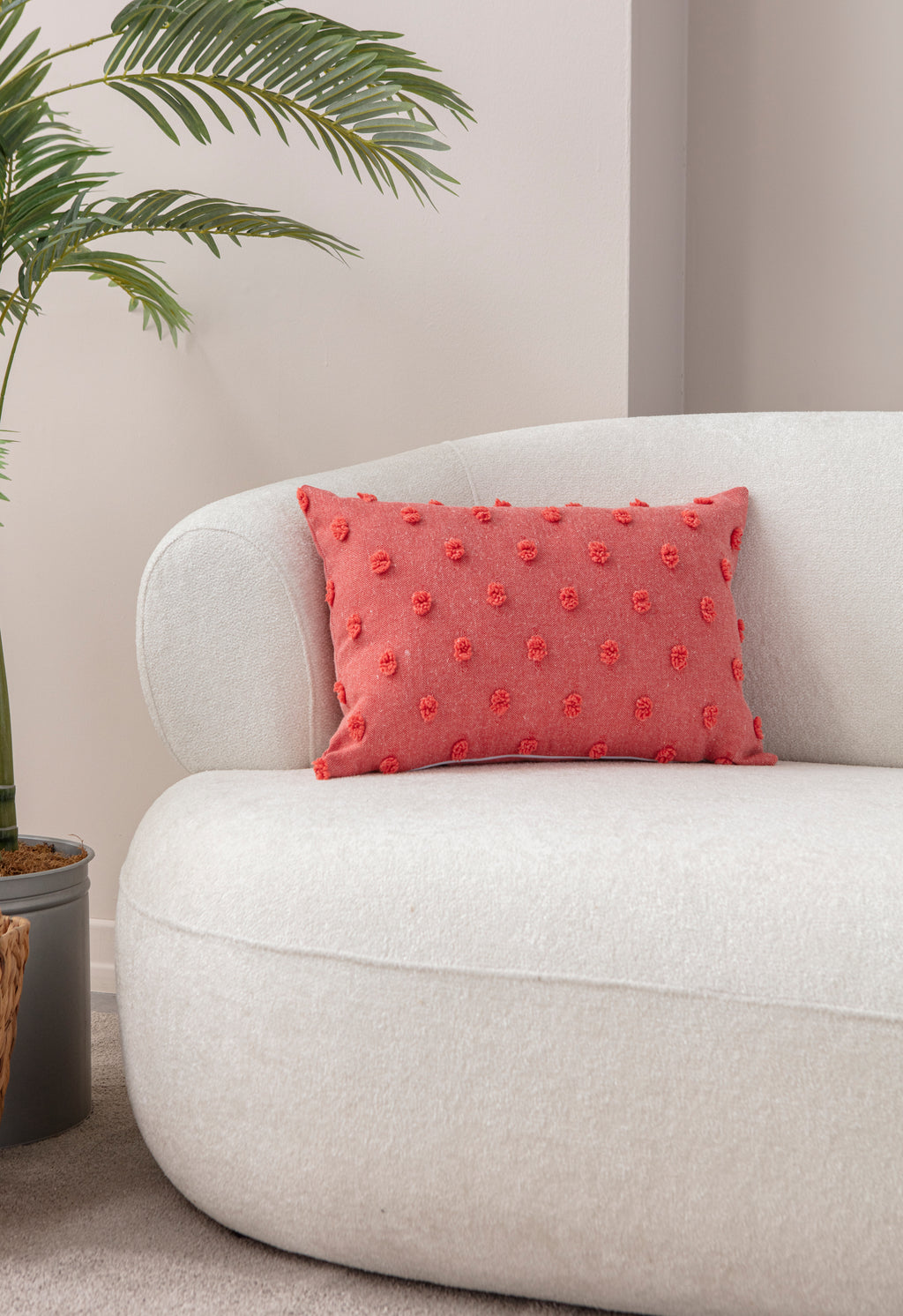 "Nokta" Bohem Puantiyeli, Dekoratif Keten Kırlent Kılıfı, Punch İşlemeli 43x43cm