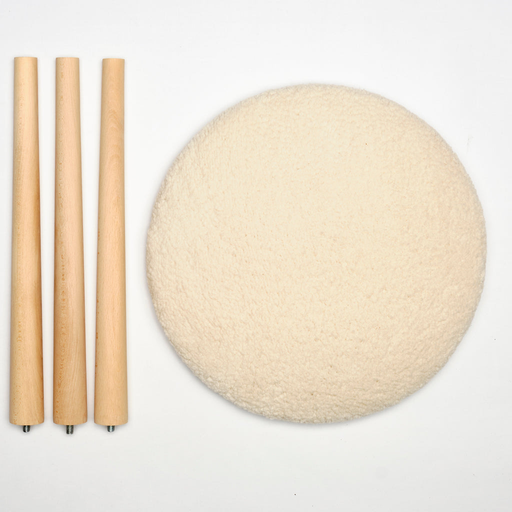 Ahşap Ayaklı Dekoratif Pelüş Puf Tabure Bench Sandalye